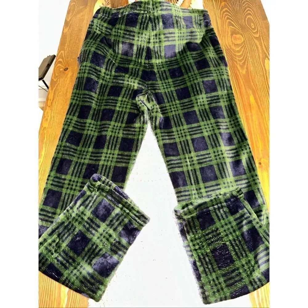 Spyder Men's Sz L Large Plaid Fleece Pajama Pants Lounge Sleep Bottoms blue Gree - Picture 5 of 5